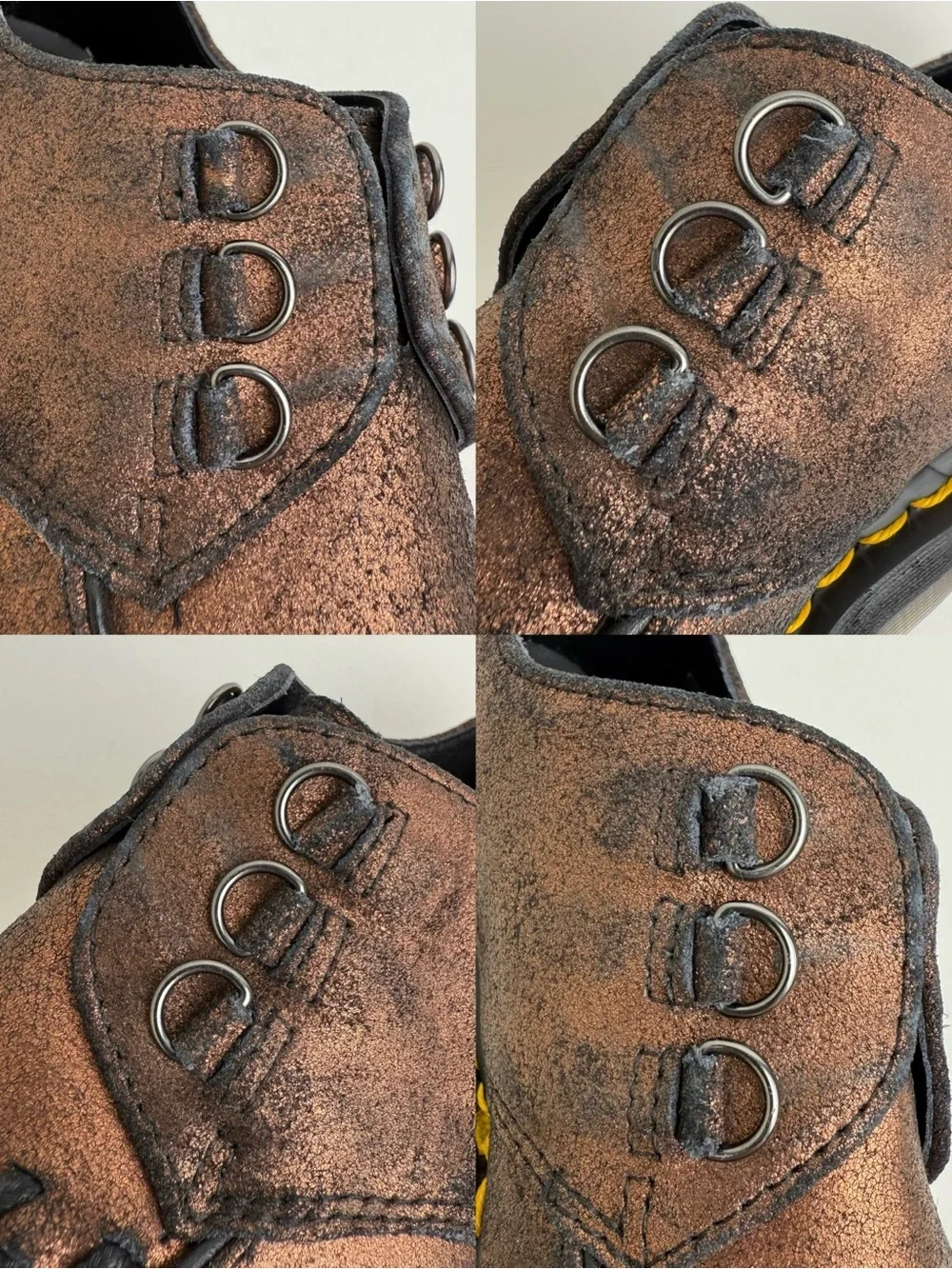 Dr. Martens Ashley Platform Metallic Leather Quad Retro Creeper Oxfords UK 4